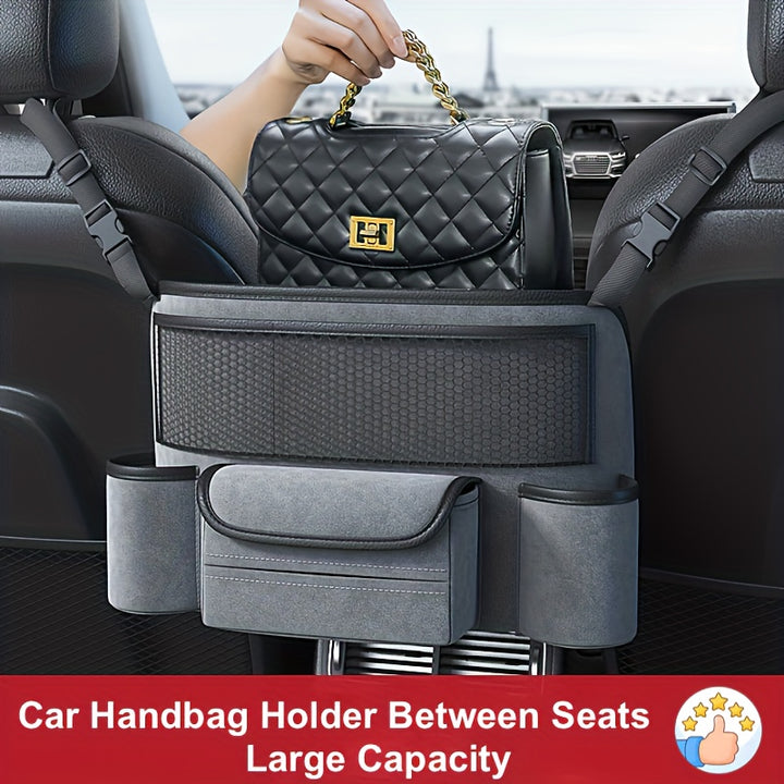 Car Handbag Holder & Seat Organizer – Large Capacity Console Storage for Purse, Phone & Documents