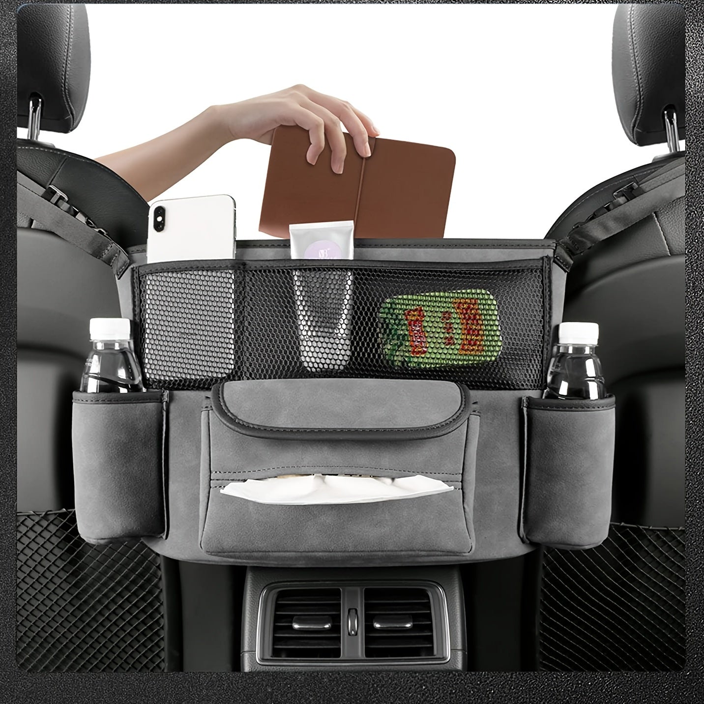 Car Handbag Holder & Seat Organizer – Large Capacity Console Storage for Purse, Phone & Documents