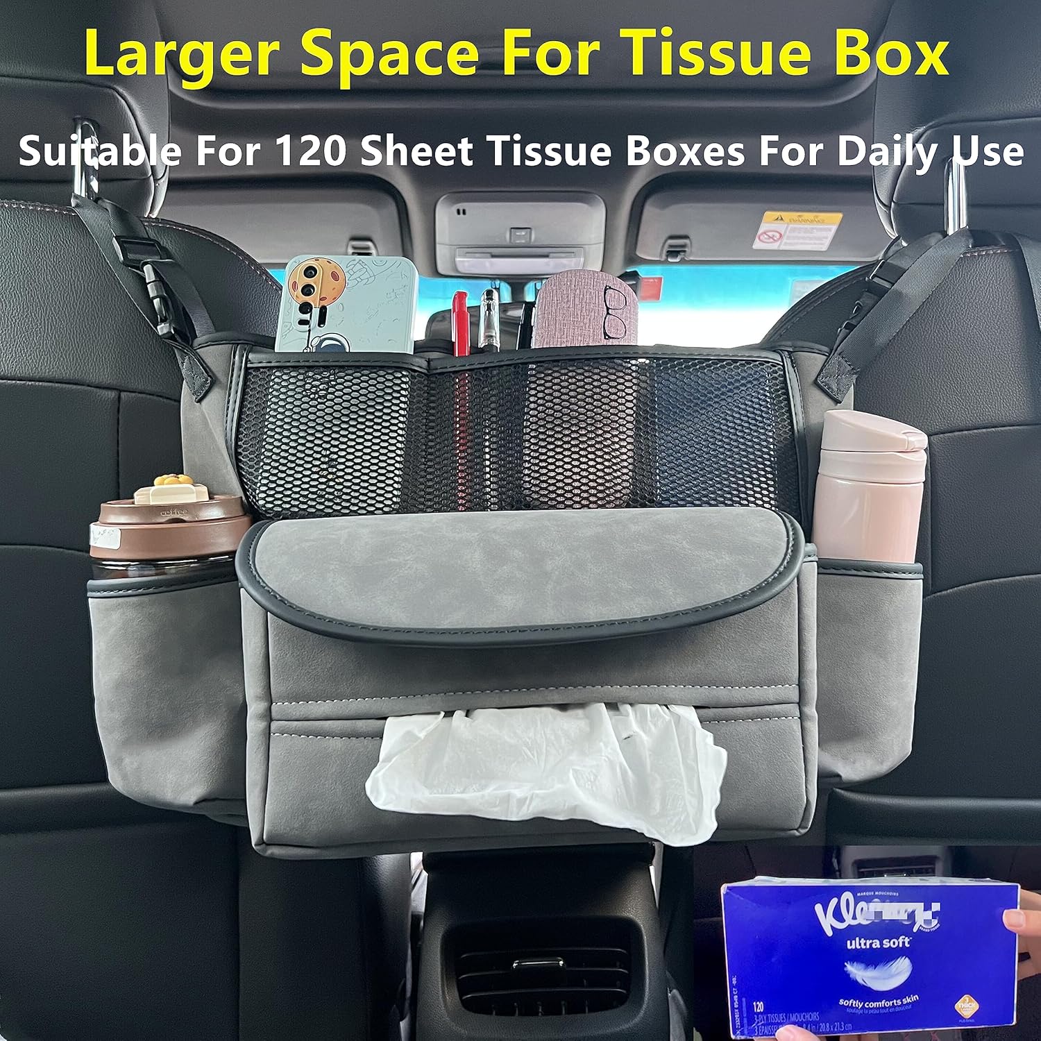 Car Handbag Holder & Seat Organizer – Large Capacity Console Storage for Purse, Phone & Documents