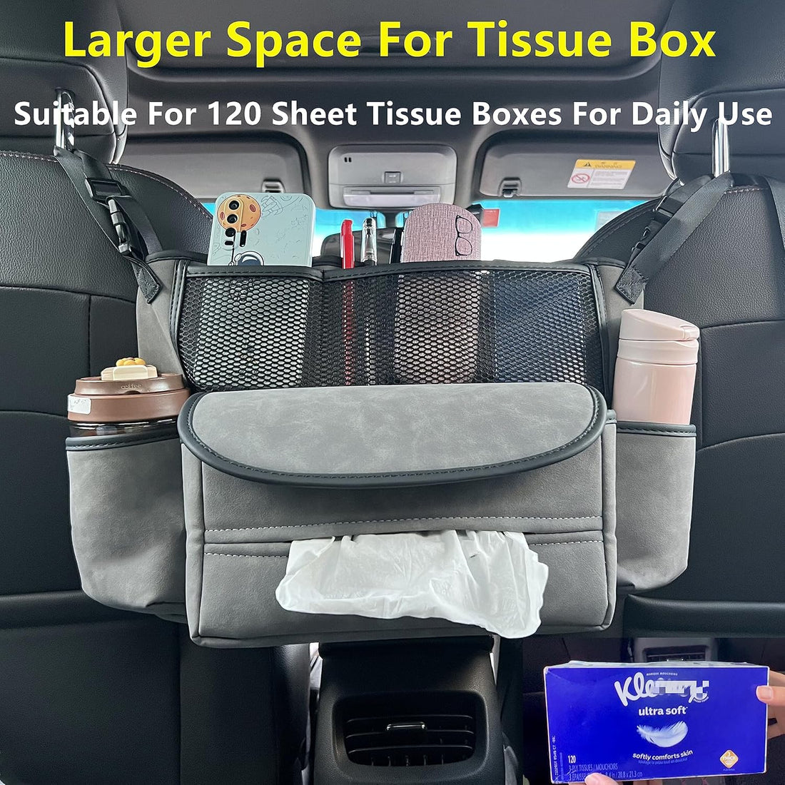 Car Handbag Holder & Seat Organizer – Large Capacity Console Storage for Purse, Phone & Documents
