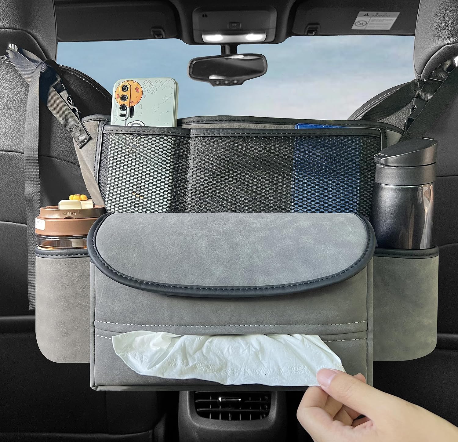 Car Handbag Holder & Seat Organizer – Large Capacity Console Storage for Purse, Phone & Documents