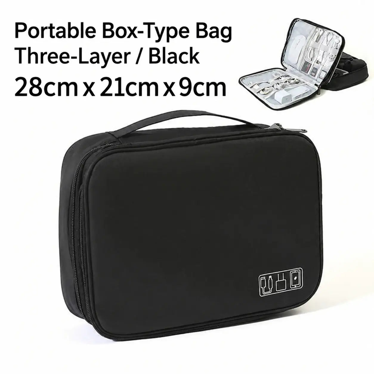 3-Layer Travel Organizer Bag – Charger, Cable & Gadget Storage Case