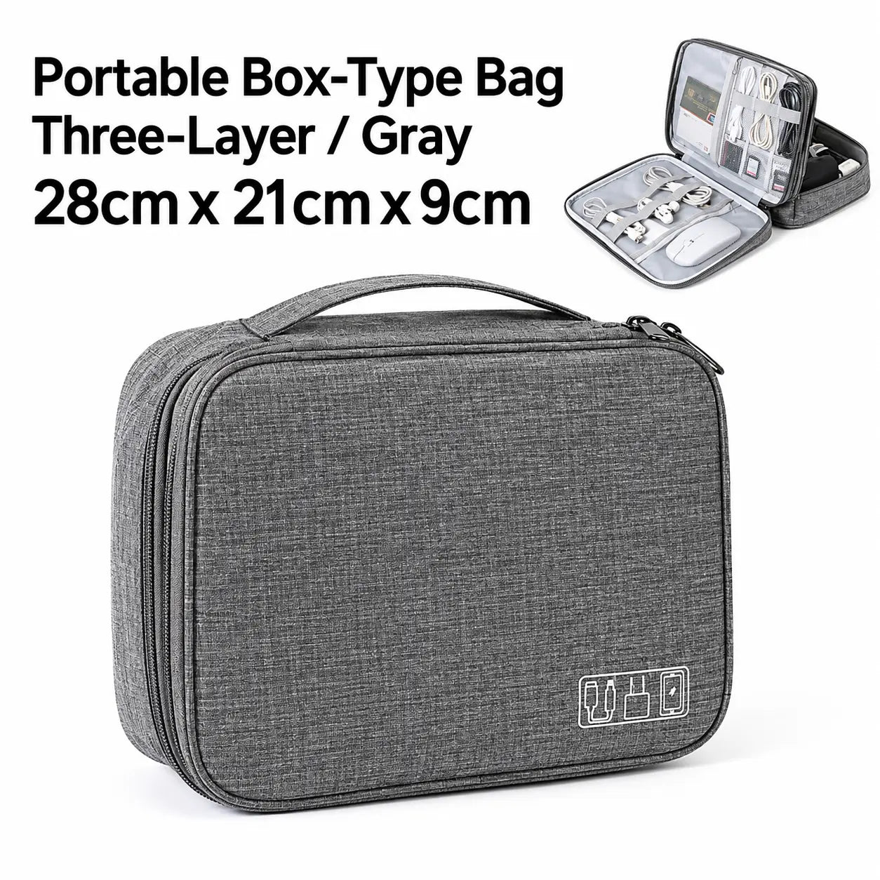 3-Layer Travel Organizer Bag – Charger, Cable & Gadget Storage Case