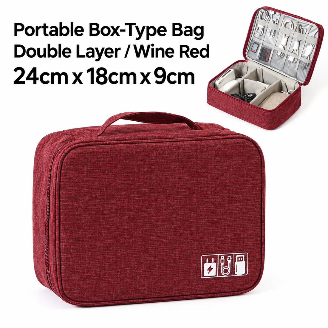 3-Layer Travel Organizer Bag – Charger, Cable & Gadget Storage Case