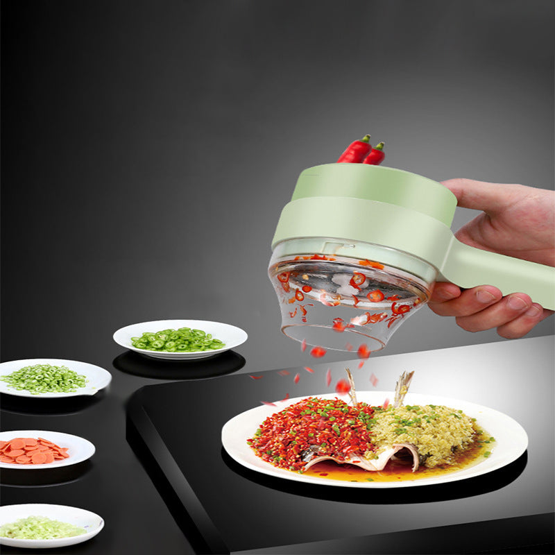 4-in-1 Electric Vegetable Cutter – Wireless Food Chopper & Garlic Masher
