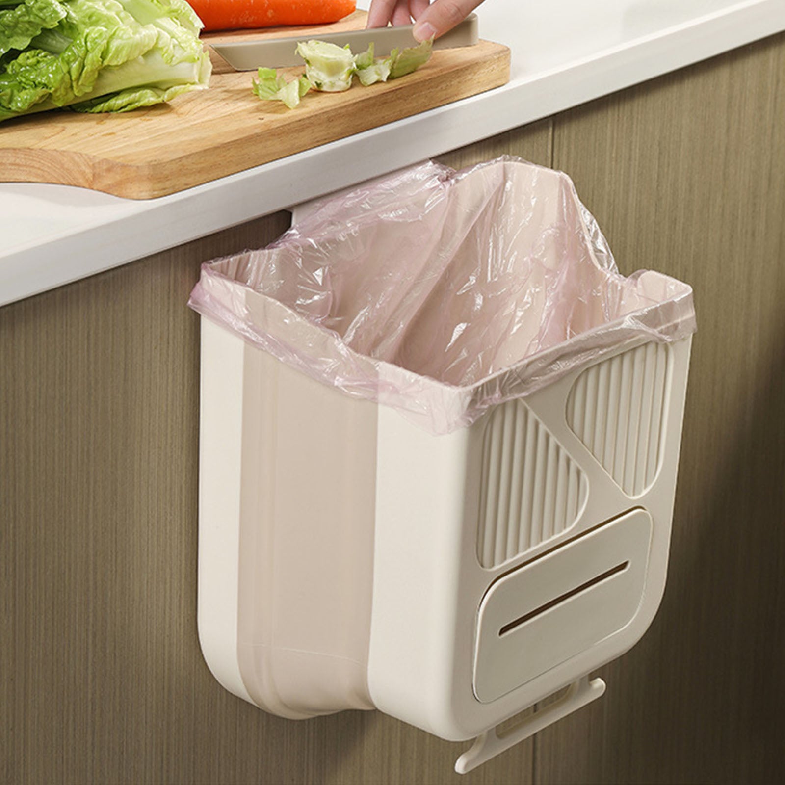 Compact Wall-Mounted Trash Can – Space-Saving Garbage Bin for Kitchen, Bathroom, Cabinet & RV
