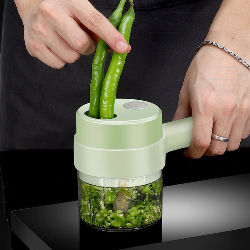 4-in-1 Electric Vegetable Cutter – Wireless Food Chopper & Garlic Masher