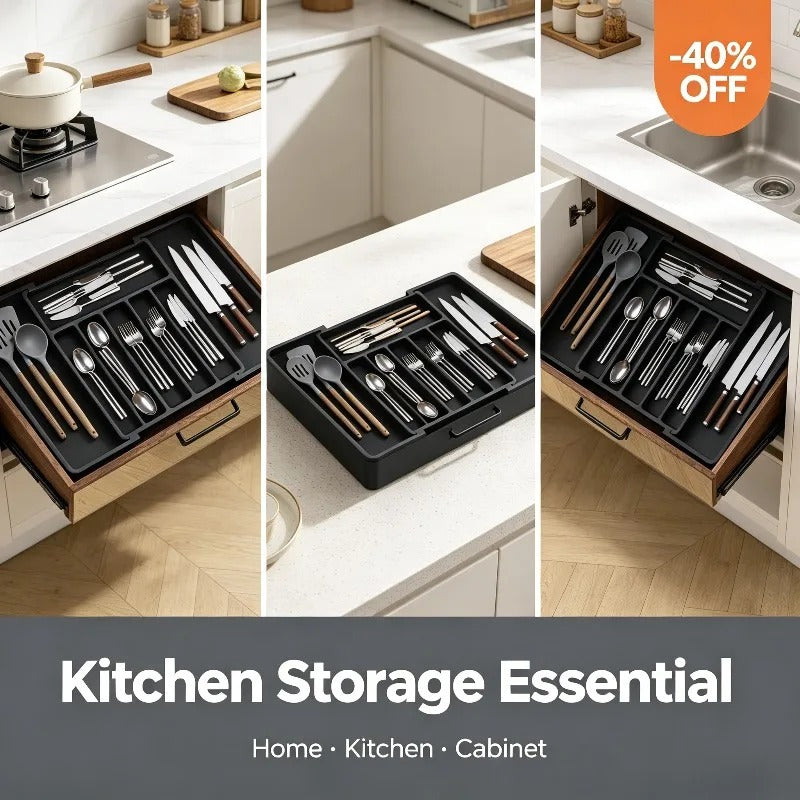 Extendable Kitchen Cutlery Storage Organizer
