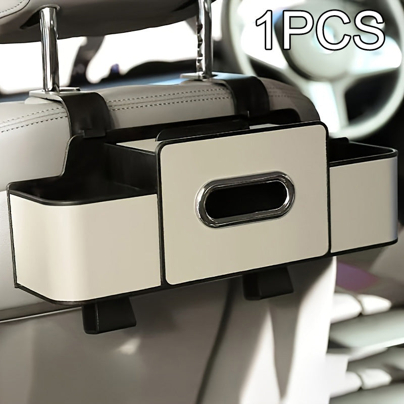 Car Back Seat Organizer – 2 Cup Holders, Tissue Box & Multi-Pocket Storage | Travel & Family Car Essentials