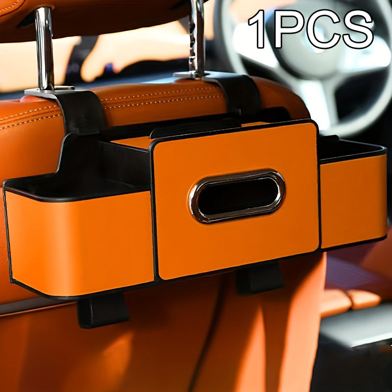 Car Back Seat Organizer – 2 Cup Holders, Tissue Box & Multi-Pocket Storage | Travel & Family Car Essentials