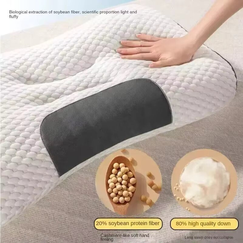 Ergonomic Cervical Support Pillow – Knitted Cotton Sleep Aid