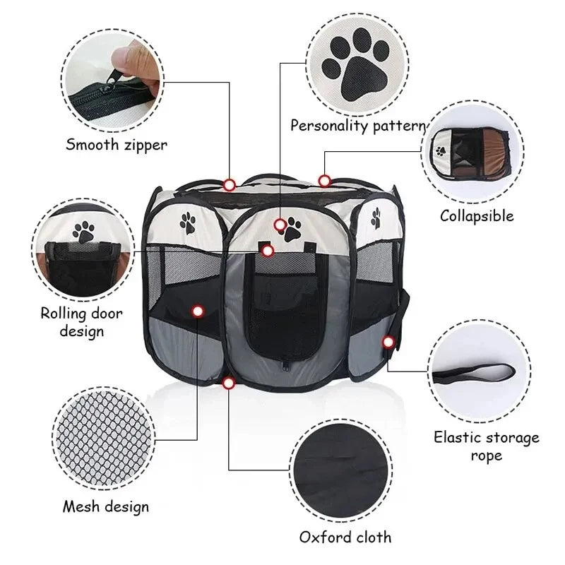 Foldable Pet Tent – Portable Oxford Cloth Cat & Small Dog House for Indoor & Outdoor Use
