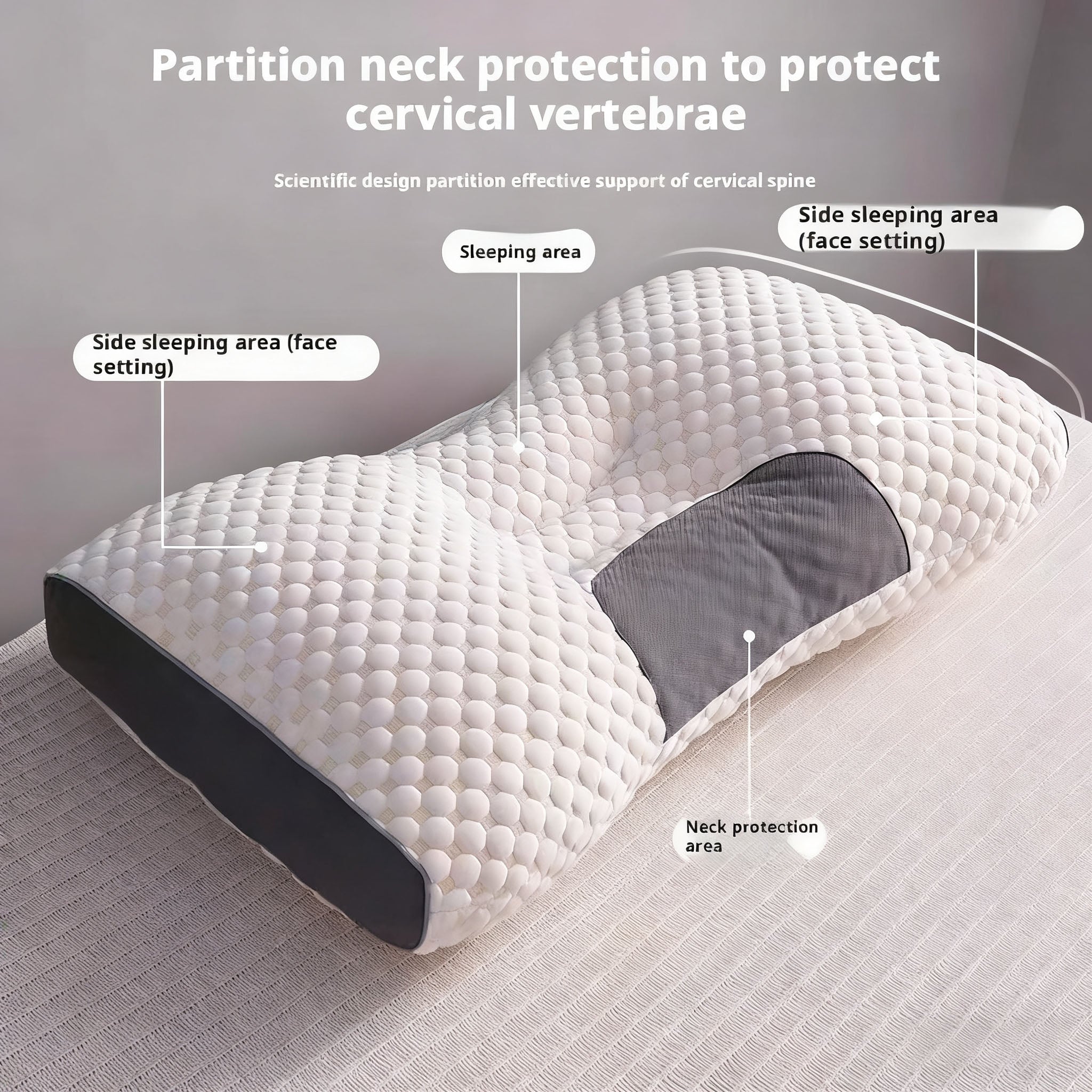 Ergonomic Cervical Support Pillow – Knitted Cotton Sleep Aid
