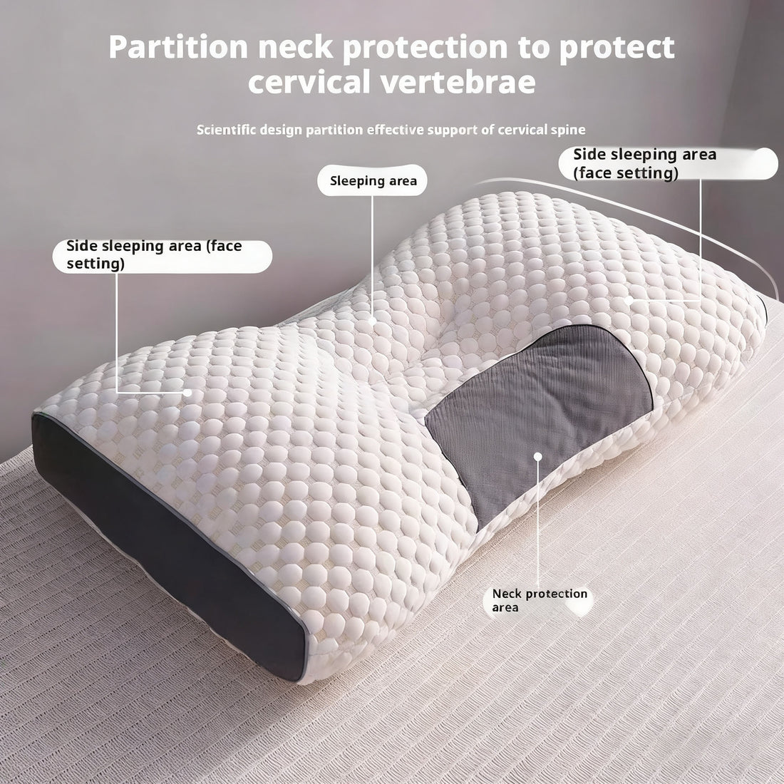 Ergonomic Cervical Support Pillow – Knitted Cotton Sleep Aid
