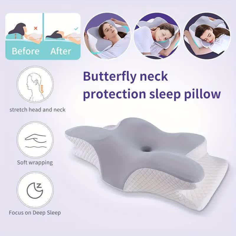 Butterfly Memory Foam Cervical Pillow – Ergonomic Neck Support & Orthopedic Sleep Pillow