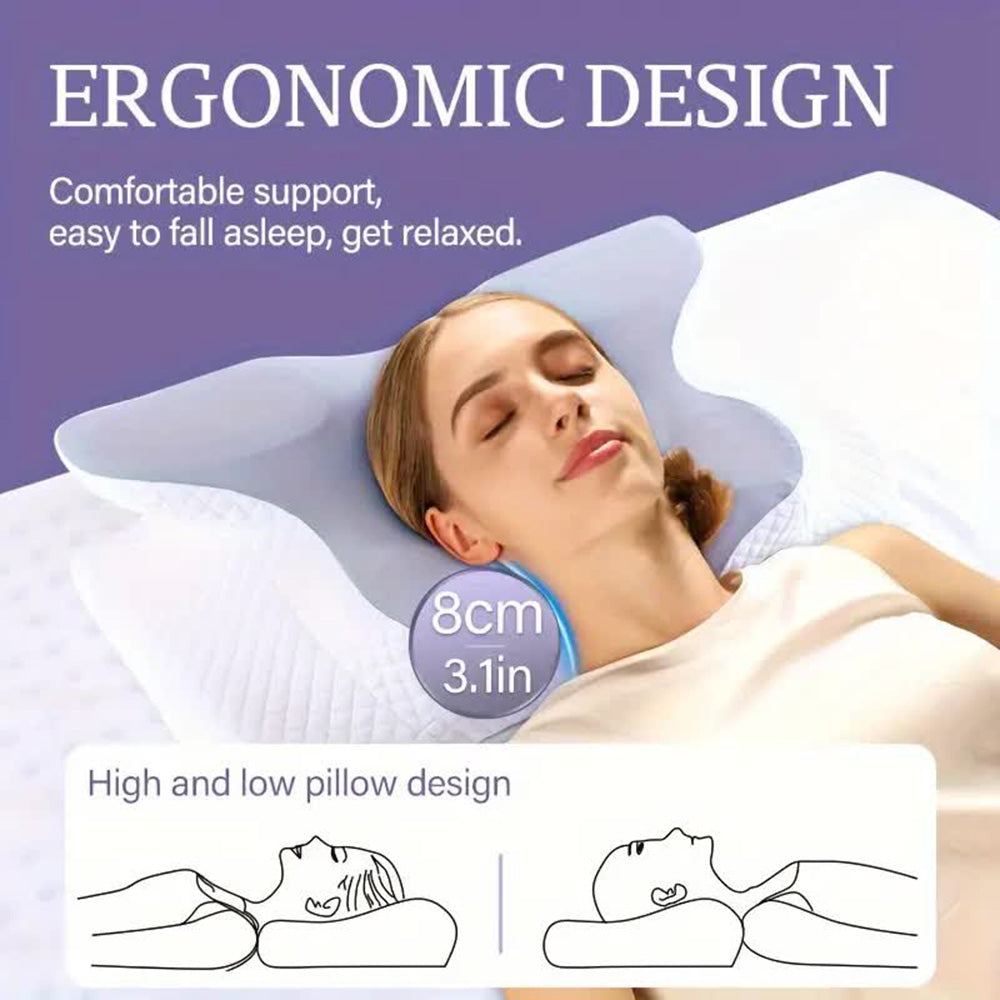 Butterfly Memory Foam Cervical Pillow – Ergonomic Neck Support & Orthopedic Sleep Pillow