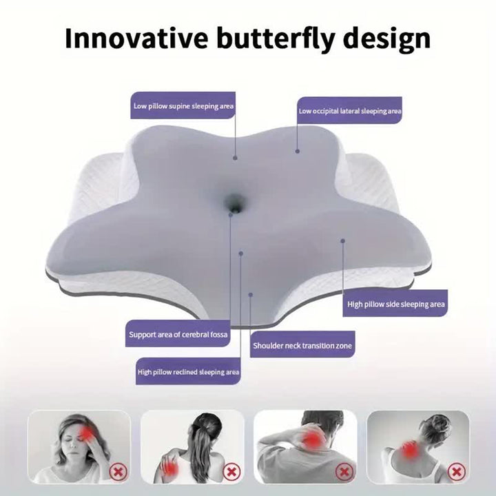 Butterfly Memory Foam Cervical Pillow – Ergonomic Neck Support & Orthopedic Sleep Pillow