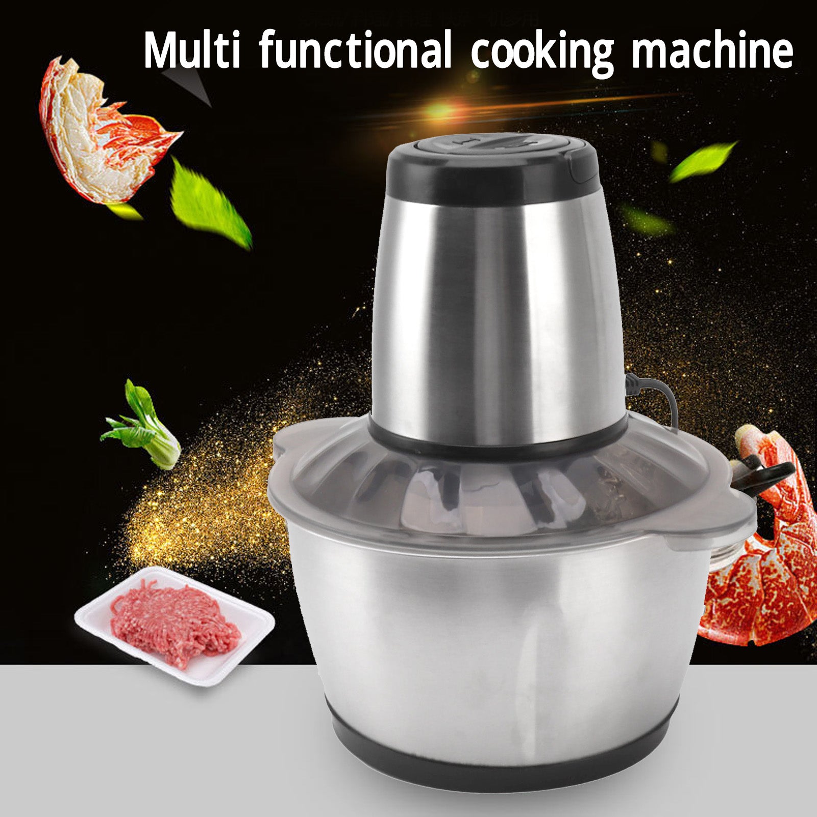 200W Electric Meat Grinder & Food Chopper – Stainless Steel Blades