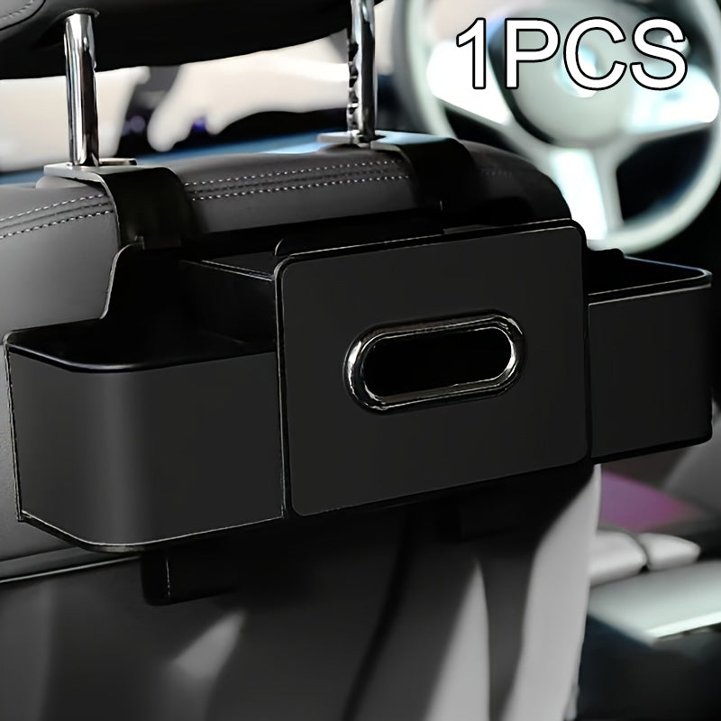 Car Back Seat Organizer – 2 Cup Holders, Tissue Box & Multi-Pocket Storage | Travel & Family Car Essentials
