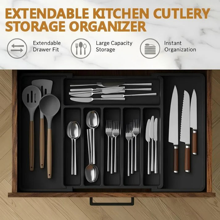 Extendable Kitchen Cutlery Storage Organizer
